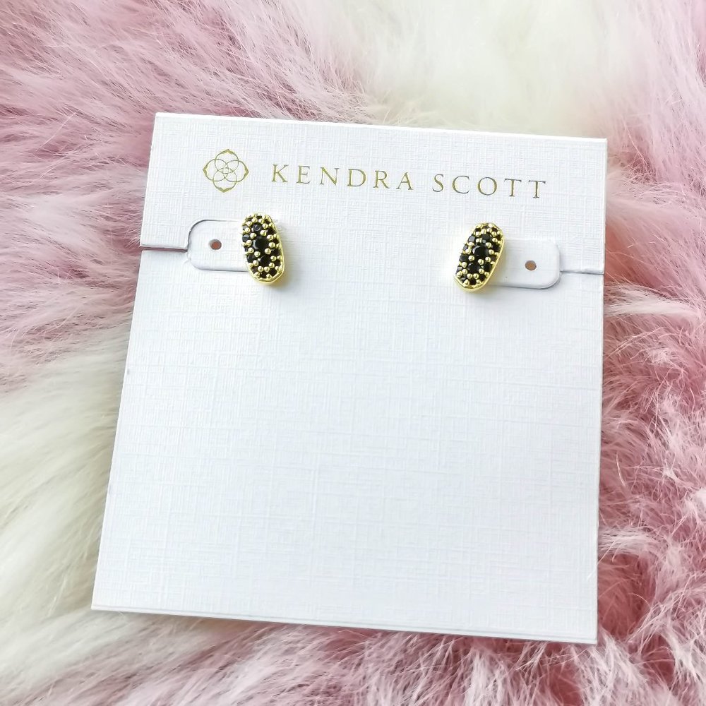 Kendra Scott Gold Grayson Black Spinel Crystal Stud Earrings